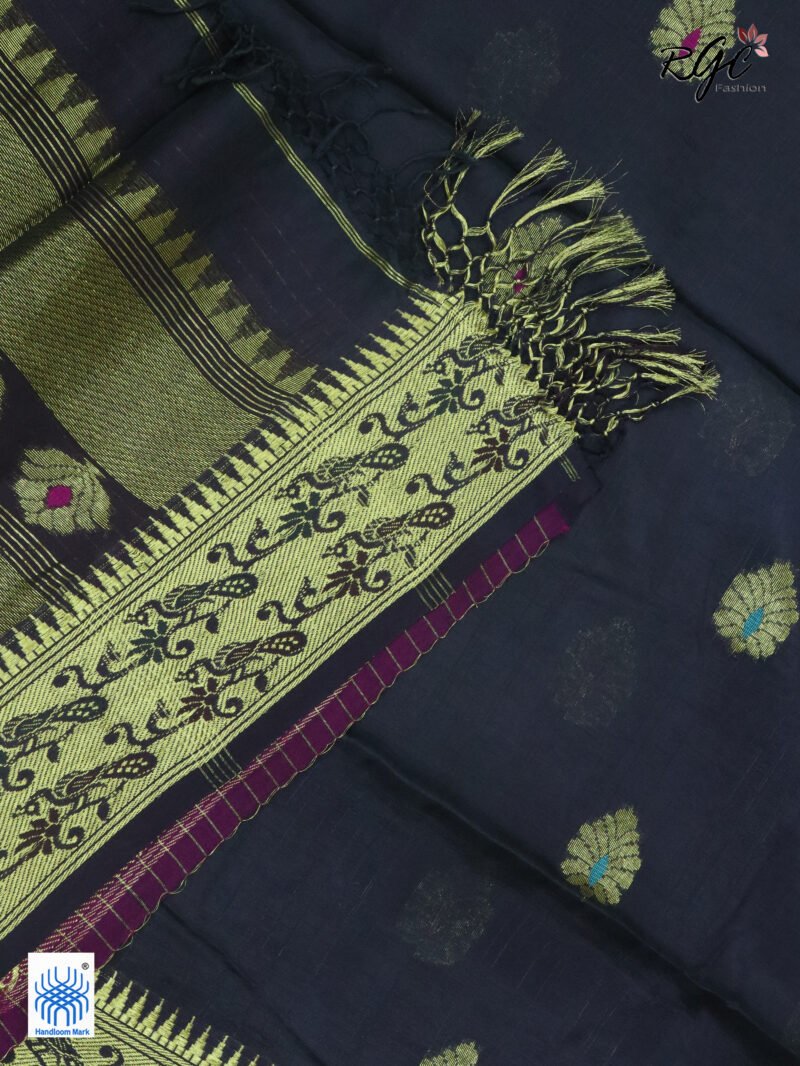 Black Bengal Katan Silk Paithani Saree - Image 7