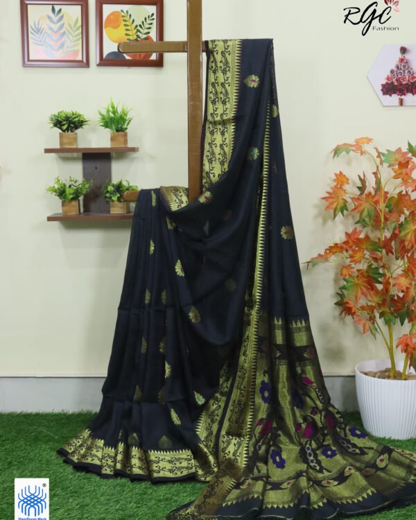 Black Bengal Katan Silk Paithani Saree