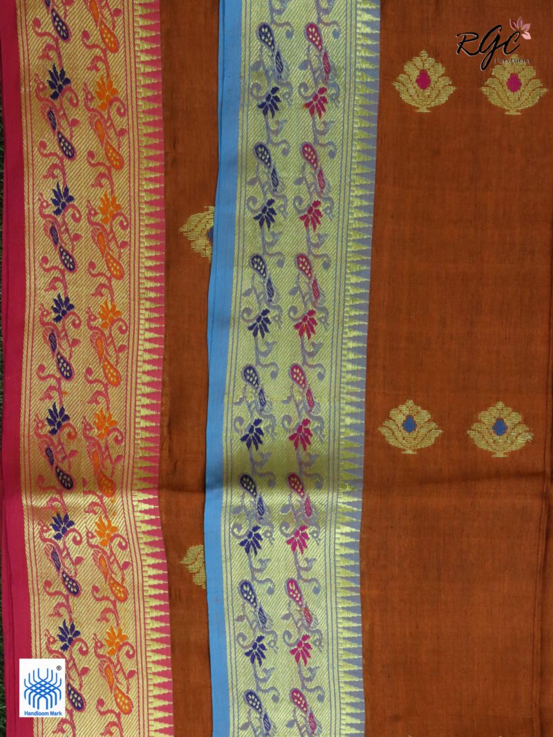 Rust Bengal Katan Silk Paithani Saree - Image 2