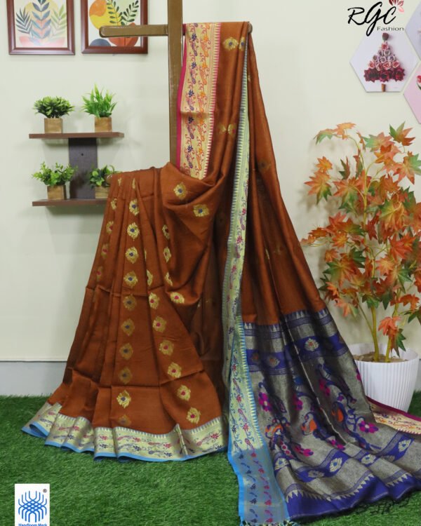 Rust Bengal Katan Silk Paithani Saree