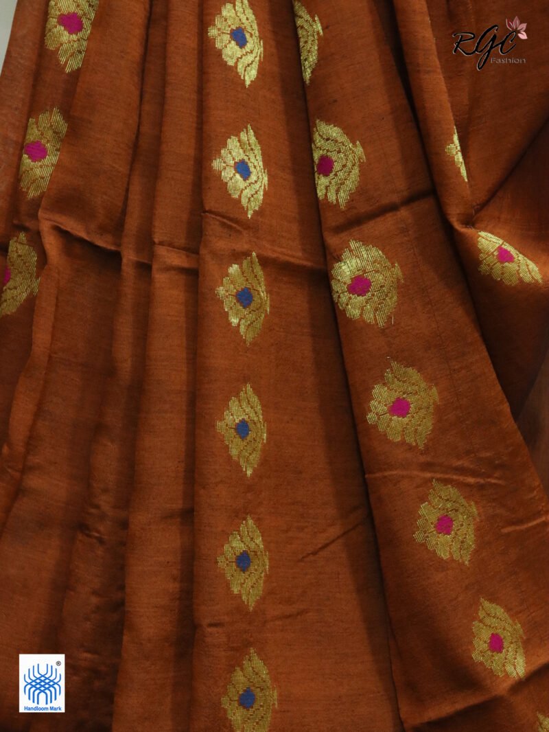 Rust Bengal Katan Silk Paithani Saree - Image 9