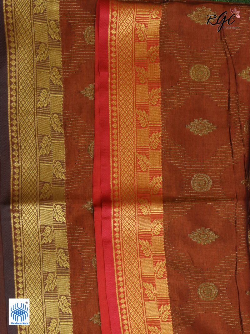 Rust Bengal Katan Silk Zari Emboss Saree - Image 2