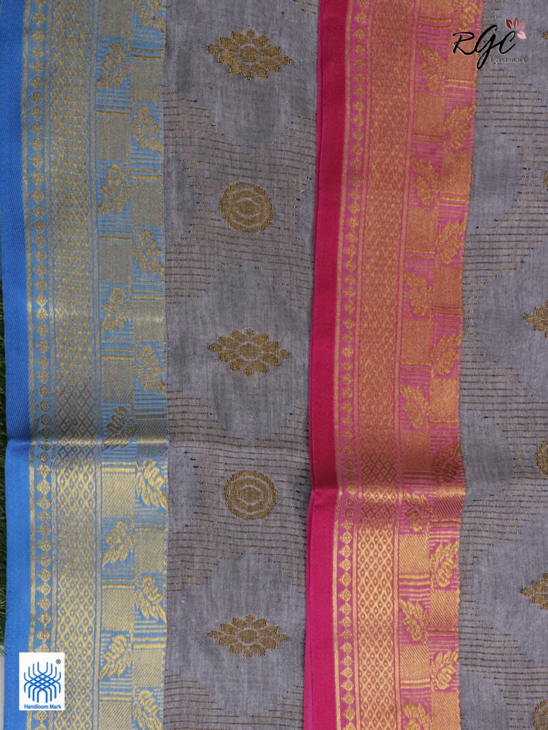 Gray Bengal Katan Silk Zari Emboss Saree - Image 2