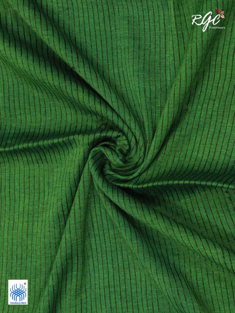 Greenish Blue Paisley Design Organic Linen Benarasi Saree - Image 10