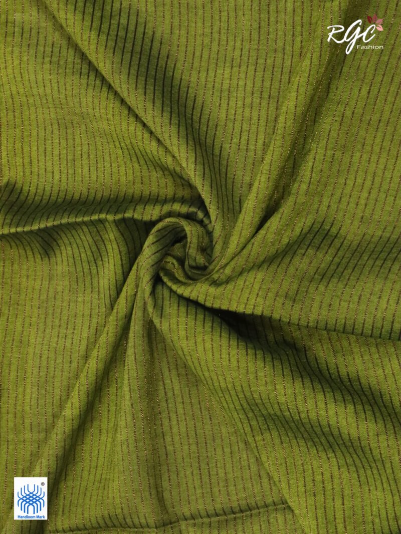 Chocolate Paisley Design Organic Linen Benarasi Saree - Image 5