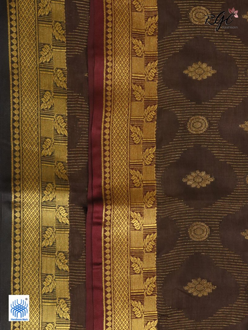 Brown Katan Silk Zari Emboss Saree - Image 2