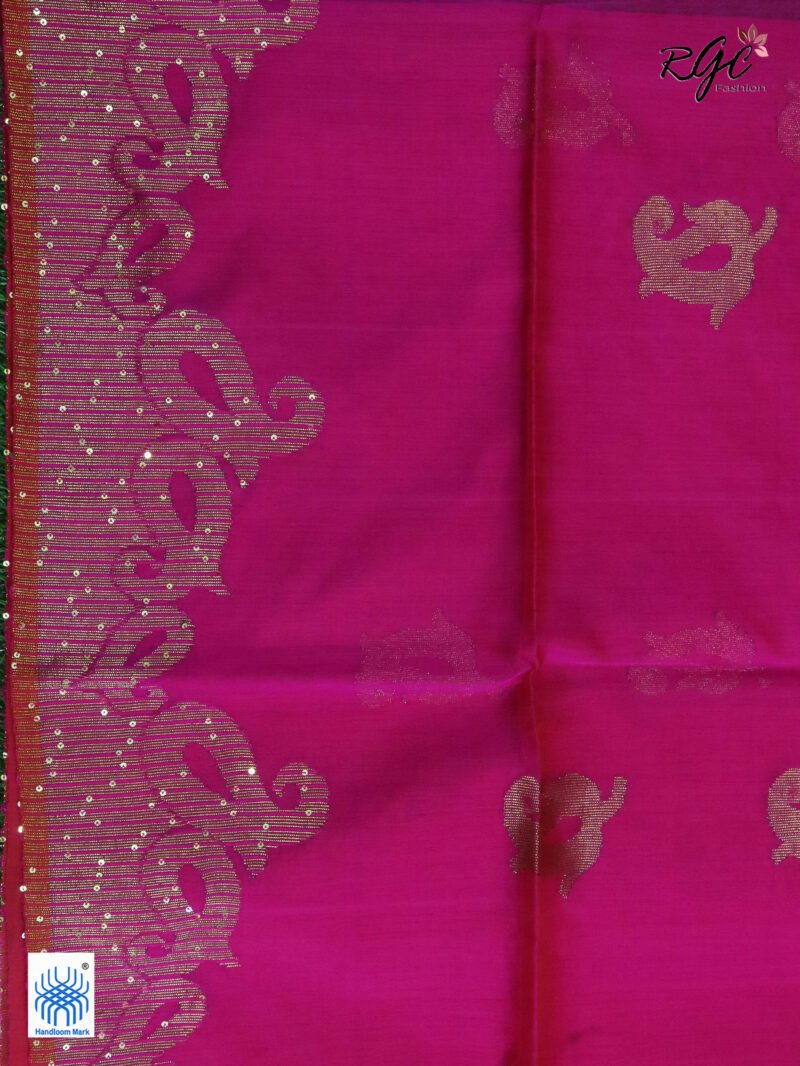 Rani Matka Muslin Silk Antique Zari Sequence Work Jamdani Saree - Image 2