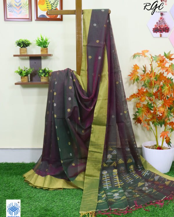 Dual Tone Cotton Silk Zari Jamdani Saree