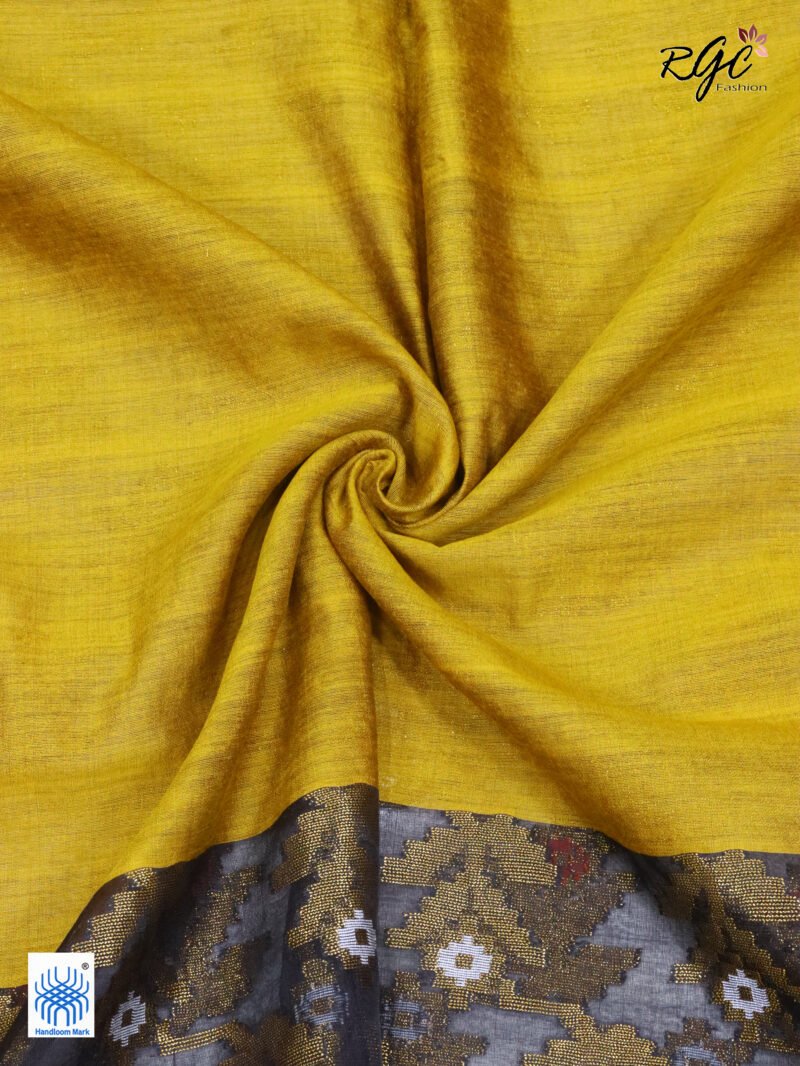 Black Pure Resham Dhakai Muslin Jamdani Saree - Image 6