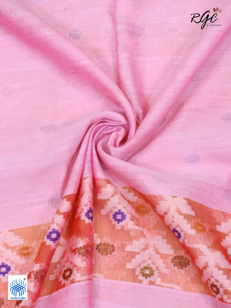 Dual Tone Pure Resham Dhakai Muslin Jamdani Saree - Image 5