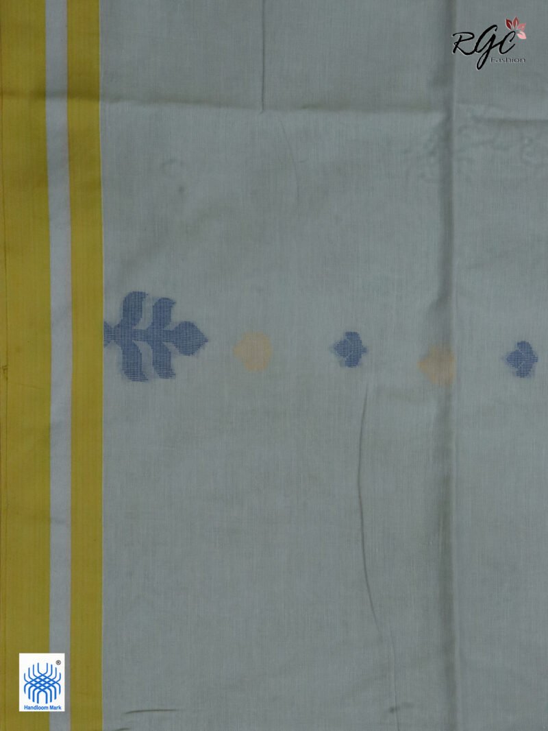 Honeydew Handloom Khadi Cotton Dhakai Jamdani Saree - Image 6