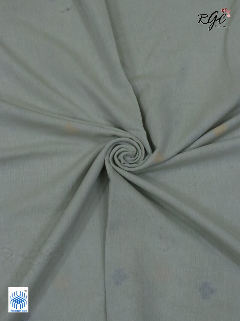 Honeydew Handloom Khadi Cotton Dhakai Jamdani Saree - Image 2