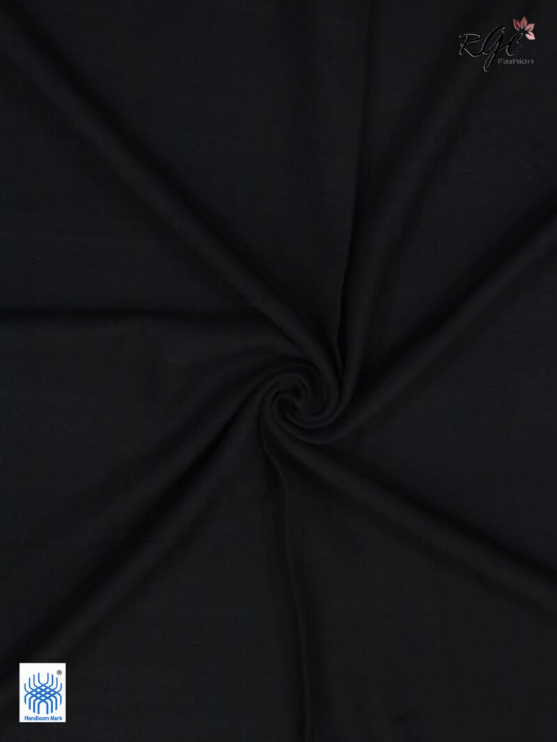 Zade Black Pure Cotton Jamdani Saree - Image 5