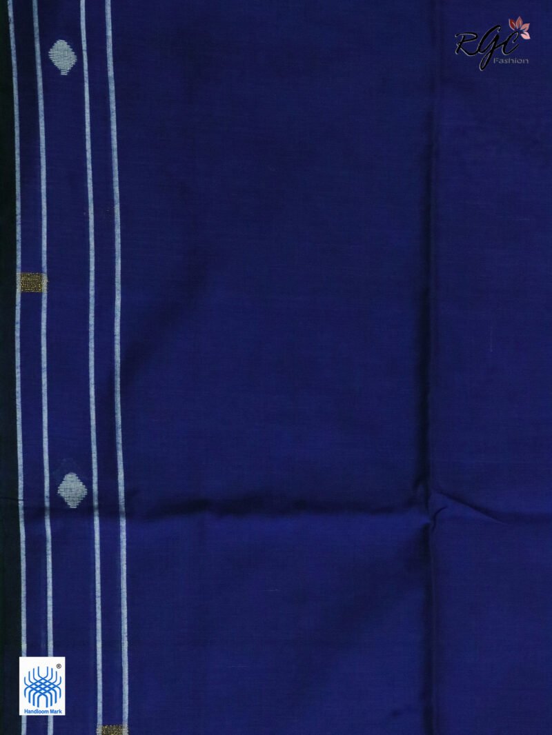 Blue Pure Cotton Jamdani Saree - Image 10