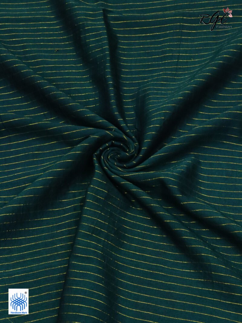 Rama Green Pure Cotton Zari Kanjivaram Saree - Image 5