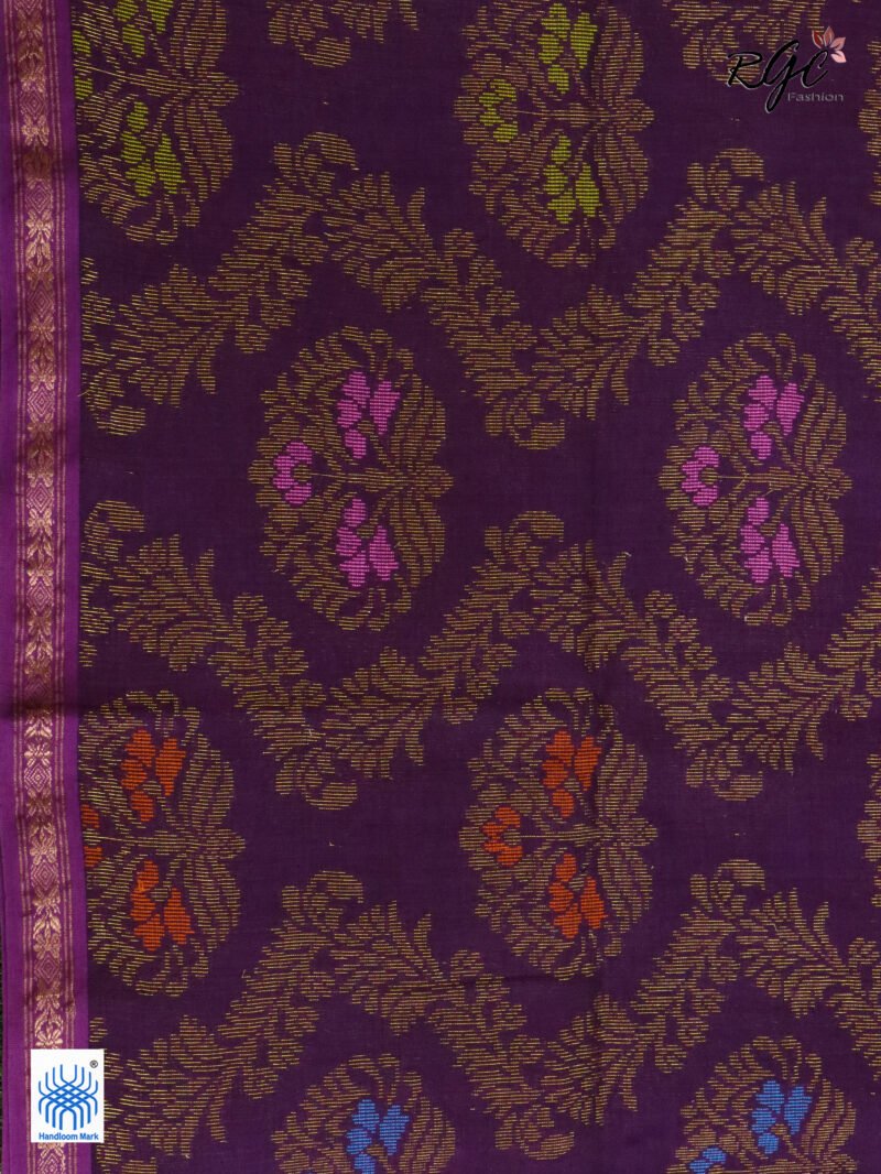 Wine Pure Cotton Zari Kanjivaram Saree - Image 10