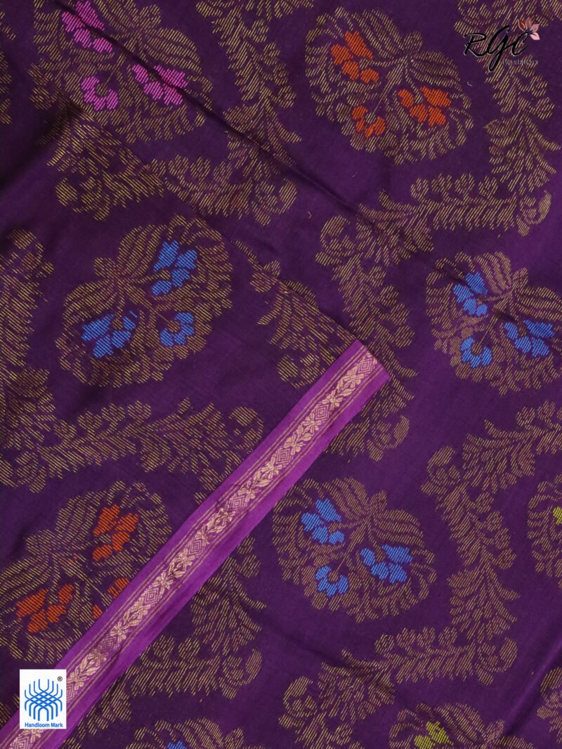 Wine Pure Cotton Zari Kanjivaram Saree - Image 9