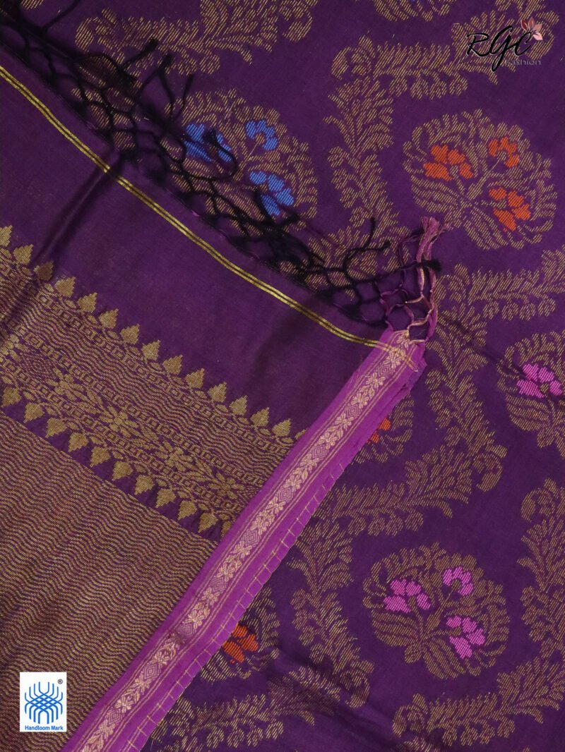 Wine Pure Cotton Zari Kanjivaram Saree - Image 8