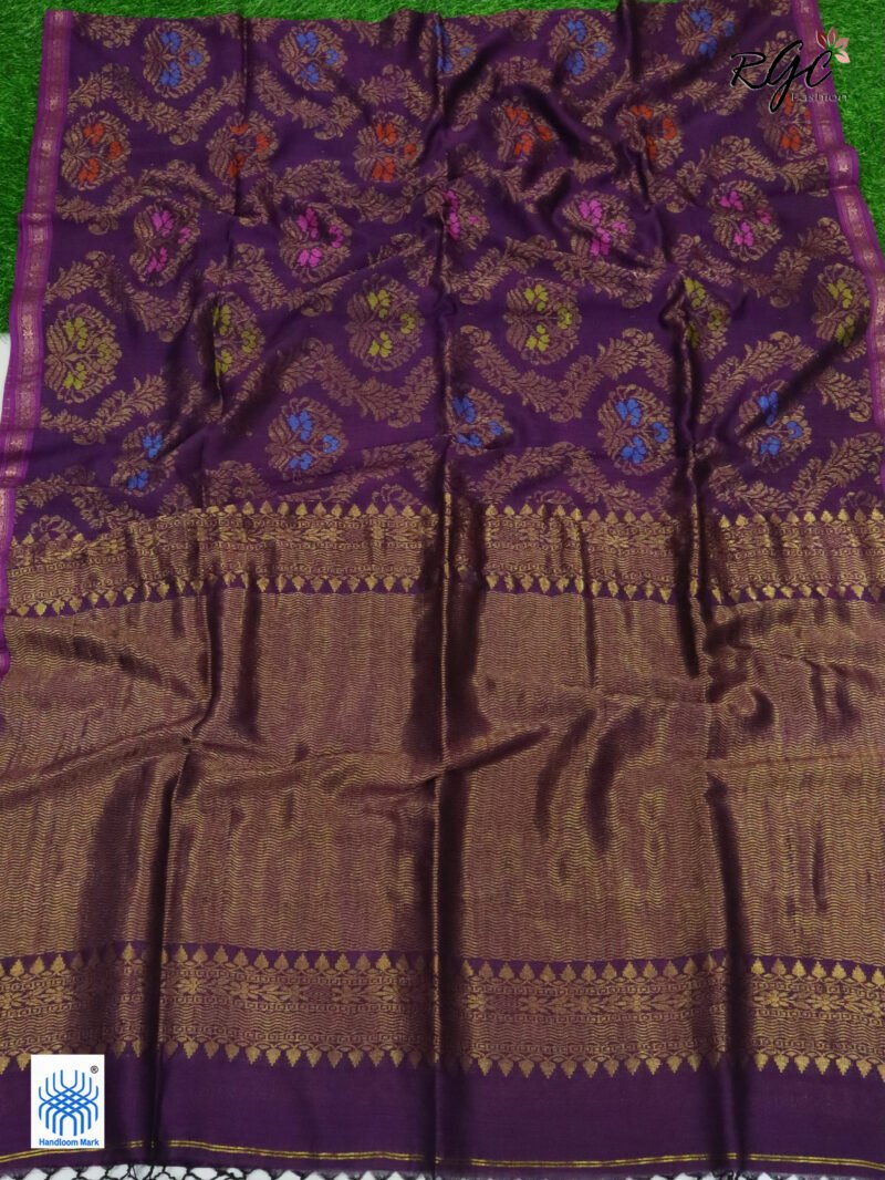 Wine Pure Cotton Zari Kanjivaram Saree - Image 6
