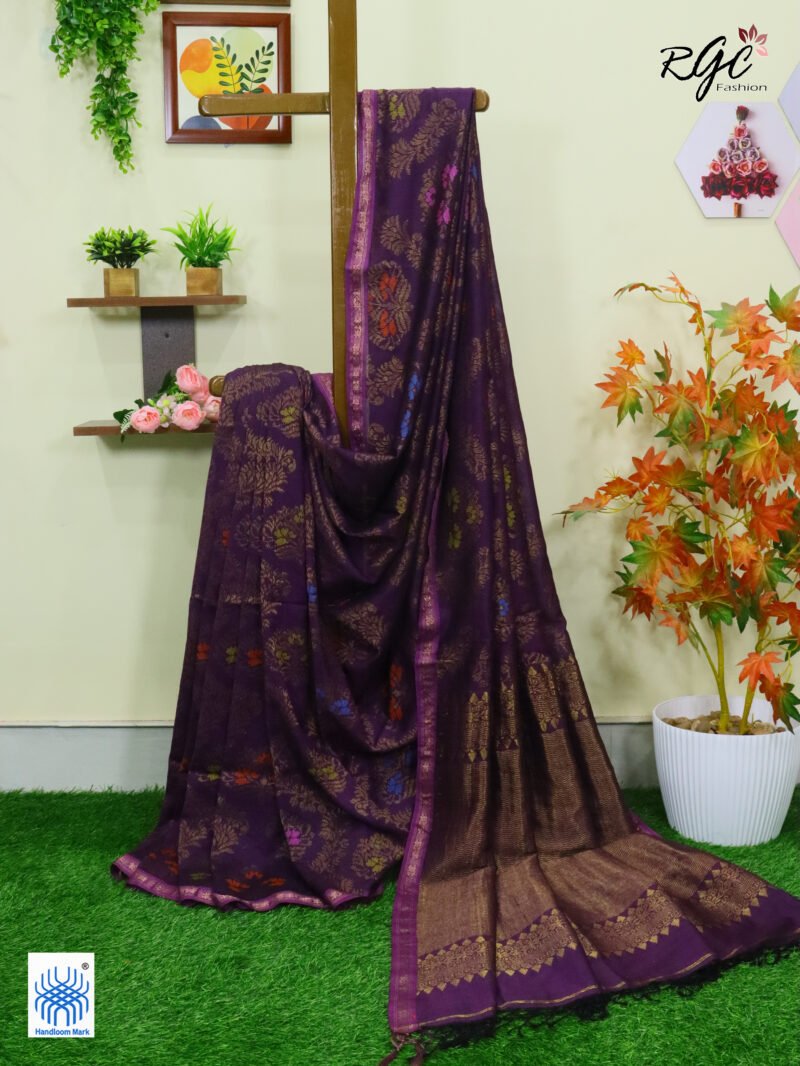 Wine Pure Cotton Zari Kanjivaram Saree