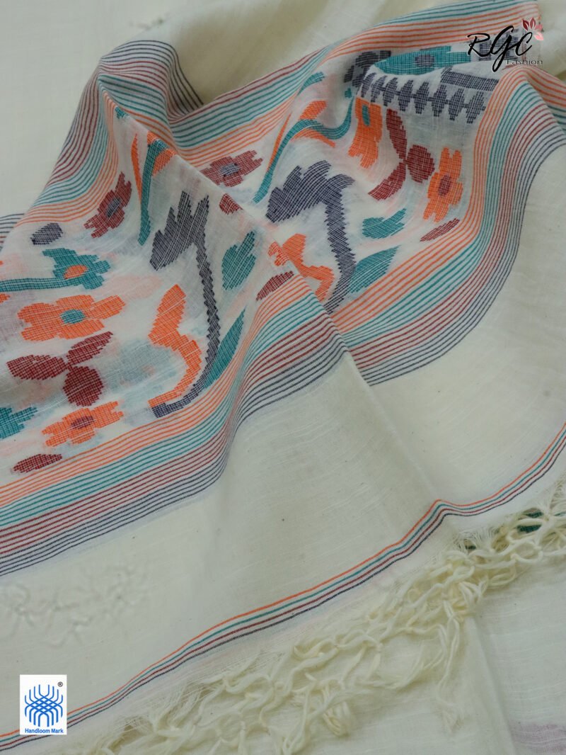 Off-White Cotton Khadi 3 Piece Suit Set - Image 7