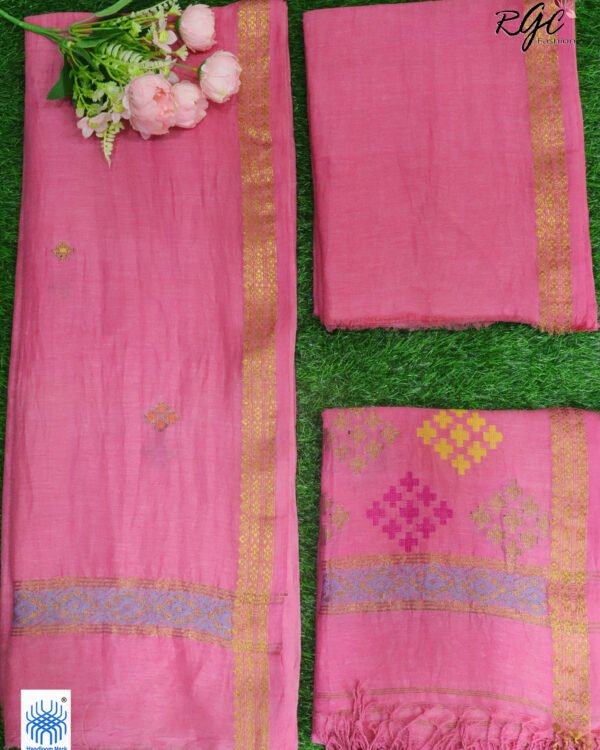 Pink Organic Linen 3 Piece Suit Set