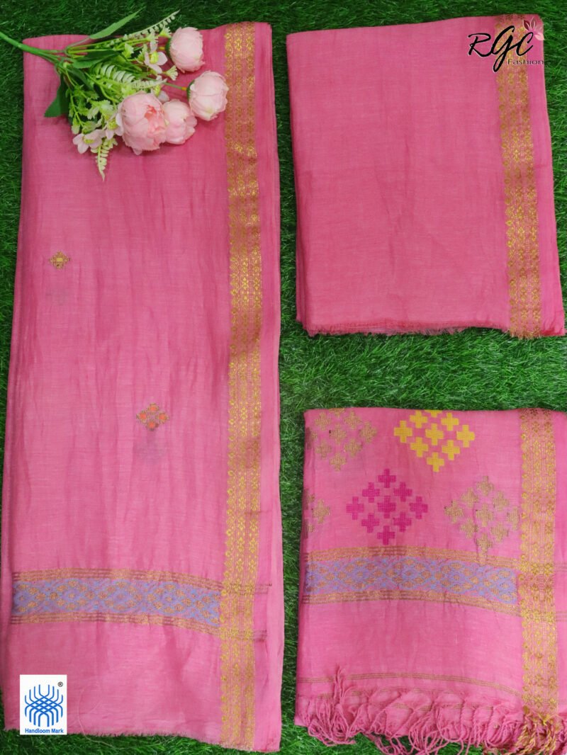 Pink Organic Linen 3 Piece Suit Set