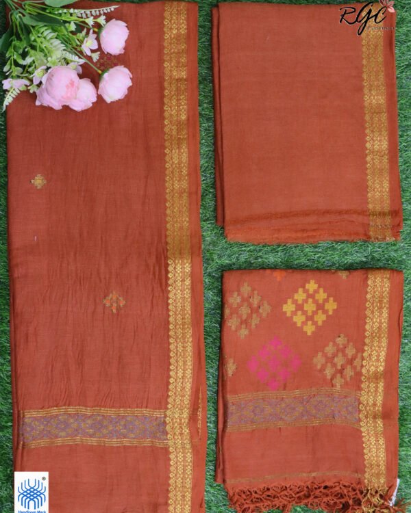Brick Orange Organic Linen 3 Piece Suit Set