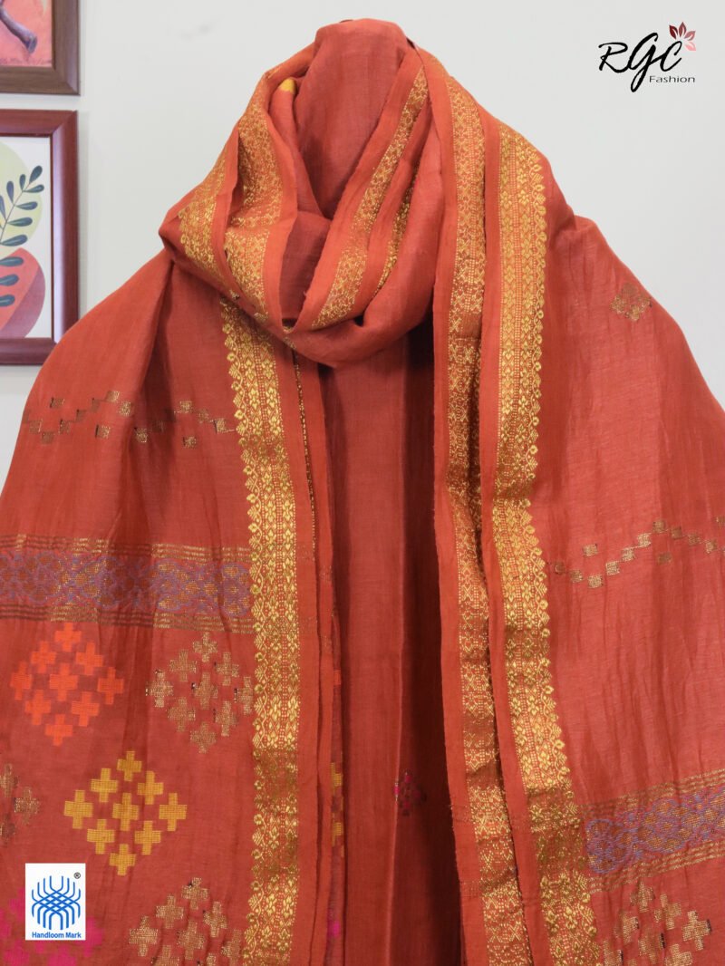 Brick Orange Organic Linen 3 Piece Suit Set - Image 4