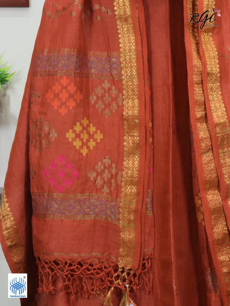 Brick Orange Organic Linen 3 Piece Suit Set - Image 3
