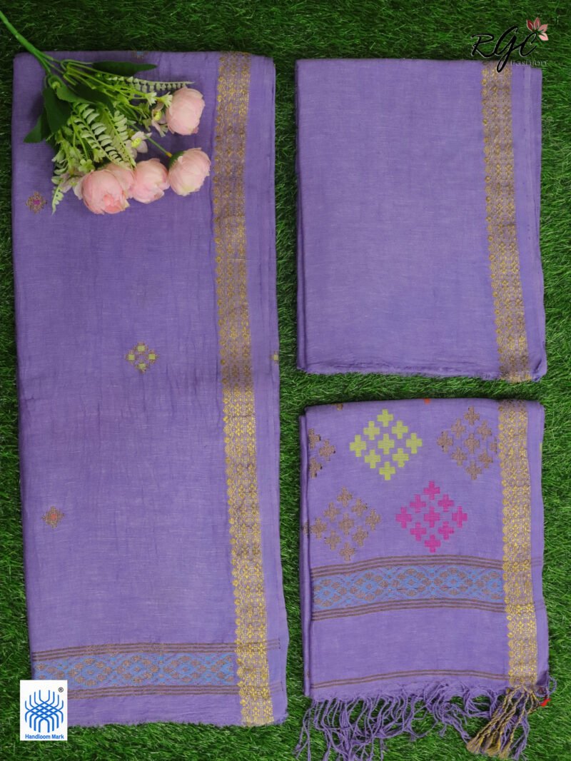 Lavender Blue Organic Linen 3 Piece Suit Set