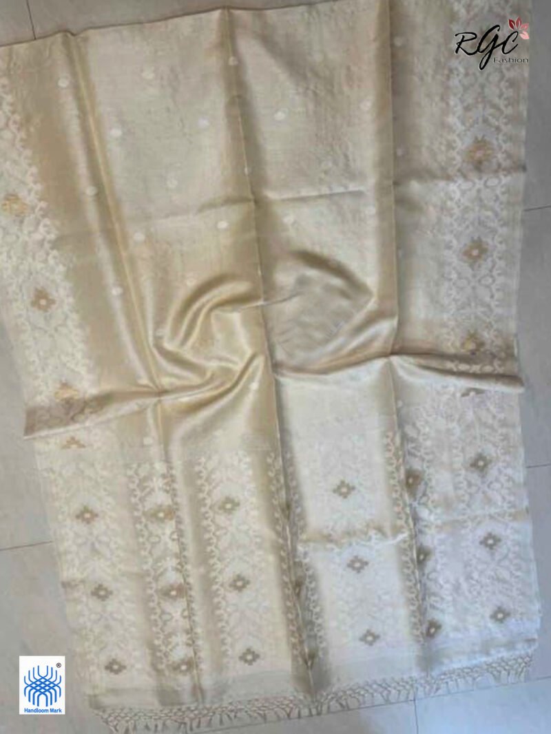 Spun Pearl Pure Gachi Tussar Handloom Jamdani Saree