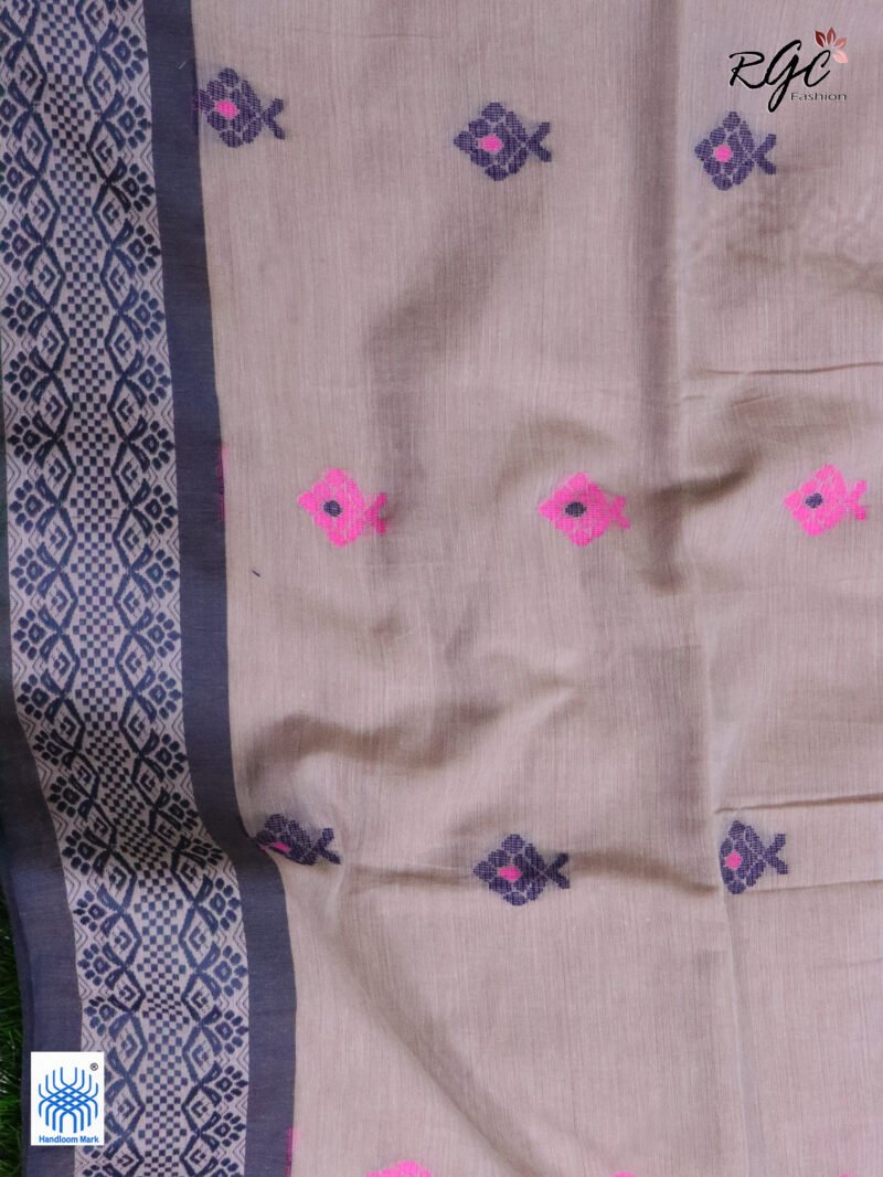 Martini Pure Cotton Bengal Traditional Handloom Jamdani Saree - Image 2