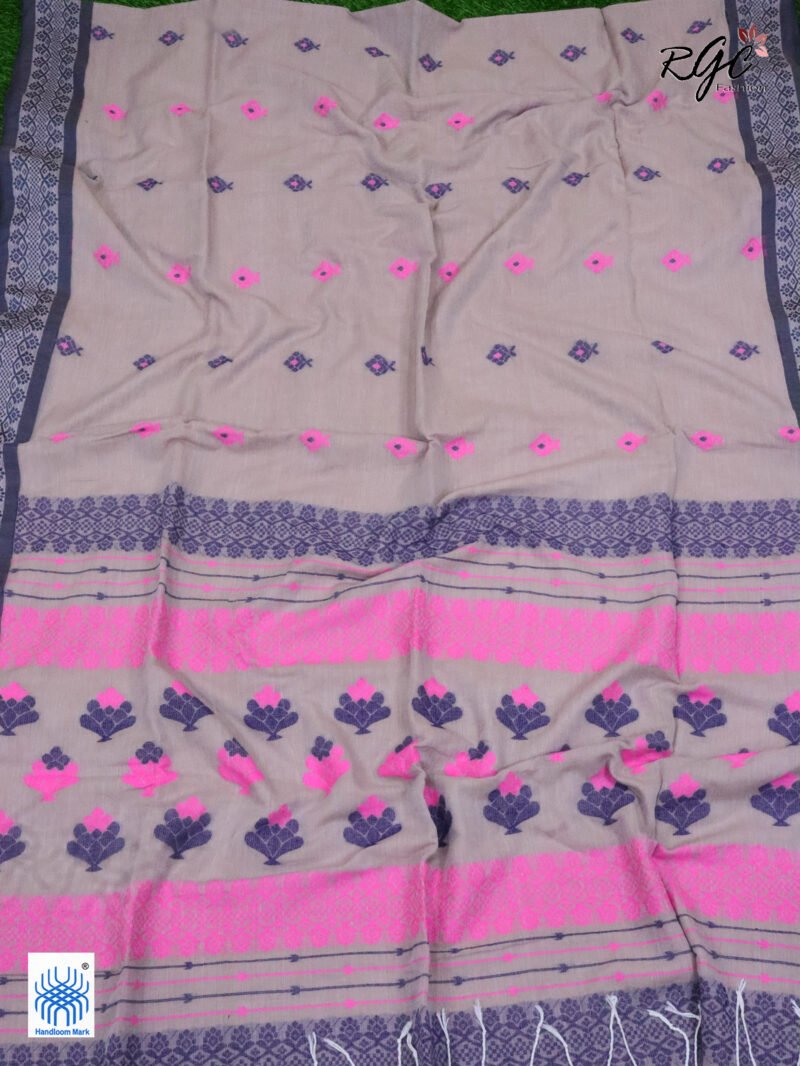 Martini Pure Cotton Bengal Traditional Handloom Jamdani Saree - Image 3