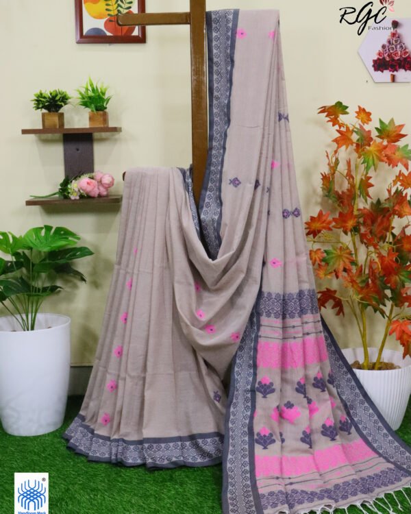 Martini Pure Cotton Bengal Traditional Handloom Jamdani Saree