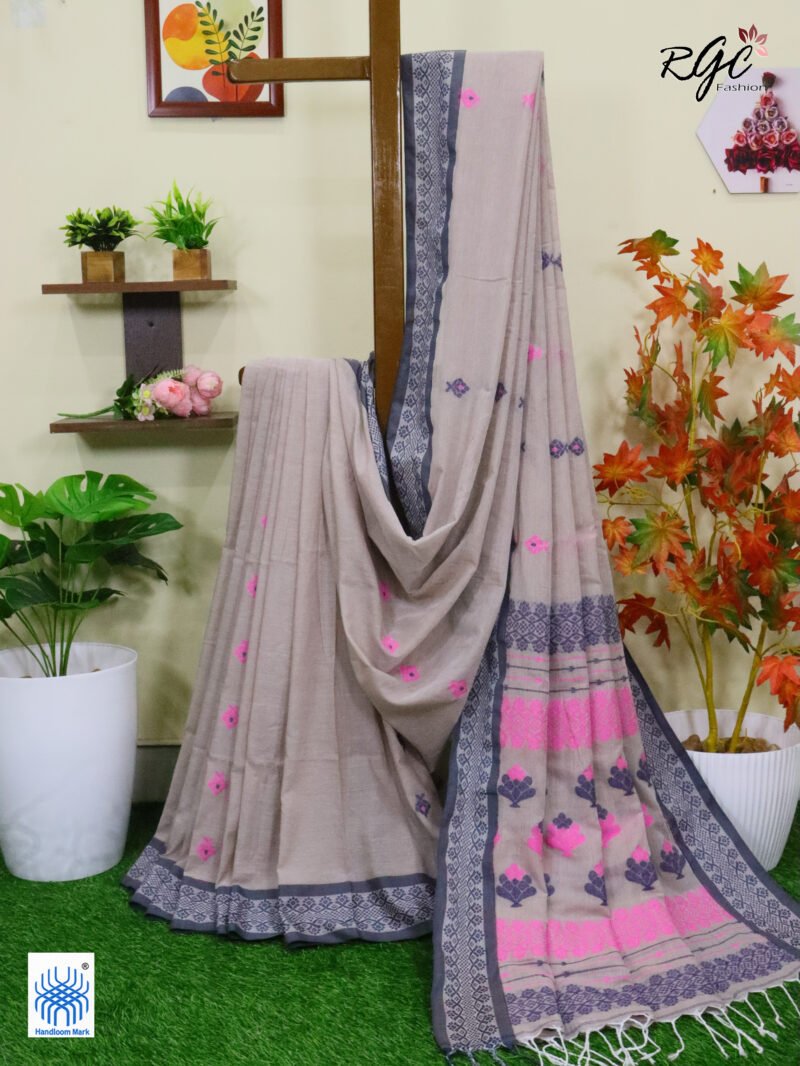 Martini Pure Cotton Bengal Traditional Handloom Jamdani Saree