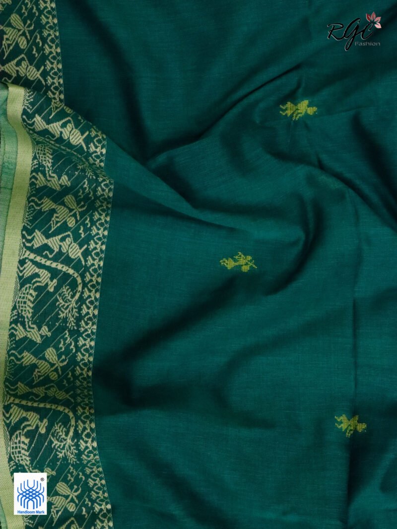 Ramagreen Worli Tribal Handloom Khadi Cotton Jamdani Saree - Image 2