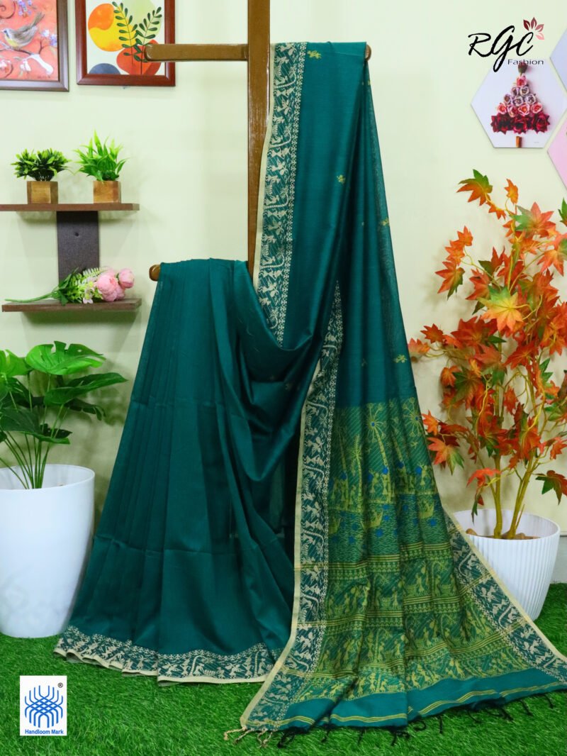Ramagreen Worli Tribal Handloom Khadi Cotton Jamdani Saree