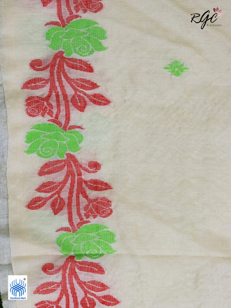 Vanilla Pure Handloom Gachi Tussar Jamdani Saree - Image 2