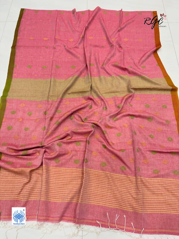Light Red Handloom Mulmul Cotton Dhakai Jamdani Saree