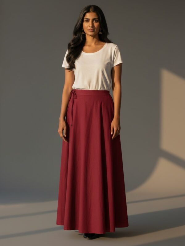 Maroon Cotton Adjustable Petticoat for Saree