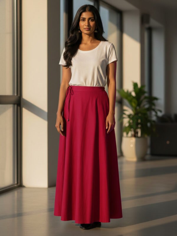Vivid Burgundy Cotton Adjustable Petticoat for Saree