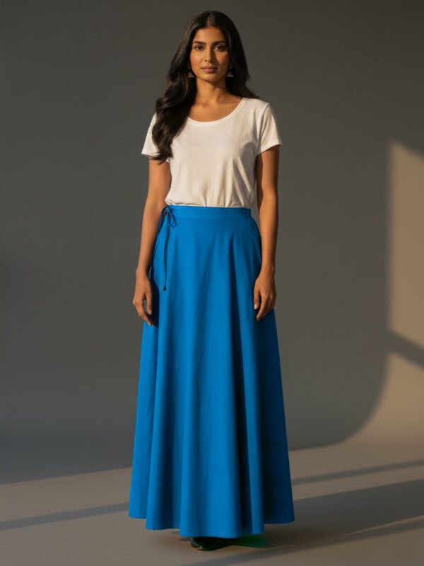 Light Blue Cotton Adjustable Petticoat for Saree