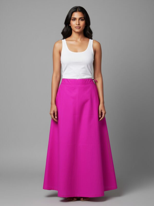 Pink Cotton Adjustable Petticoat for Saree