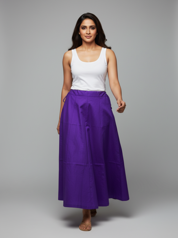 Purple Cotton Adjustable Petticoat for Saree