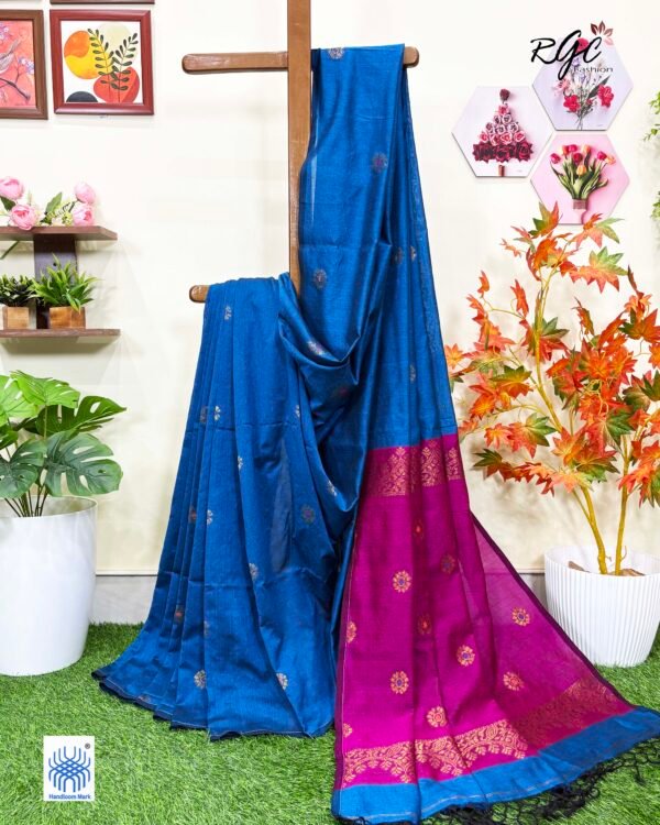 Greenish Blue Handloom Premium Acrylic Buti Jamdani Saree