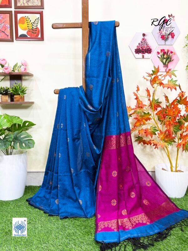 Greenish Blue Handloom Premium Acrylic Buti Jamdani Saree