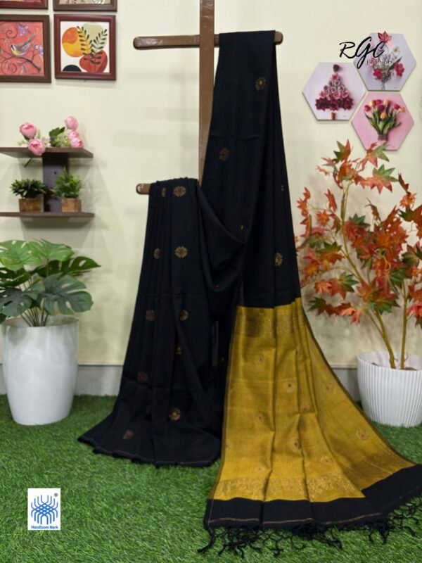 Black Handloom Premium Acrylic Buti Jamdani Saree