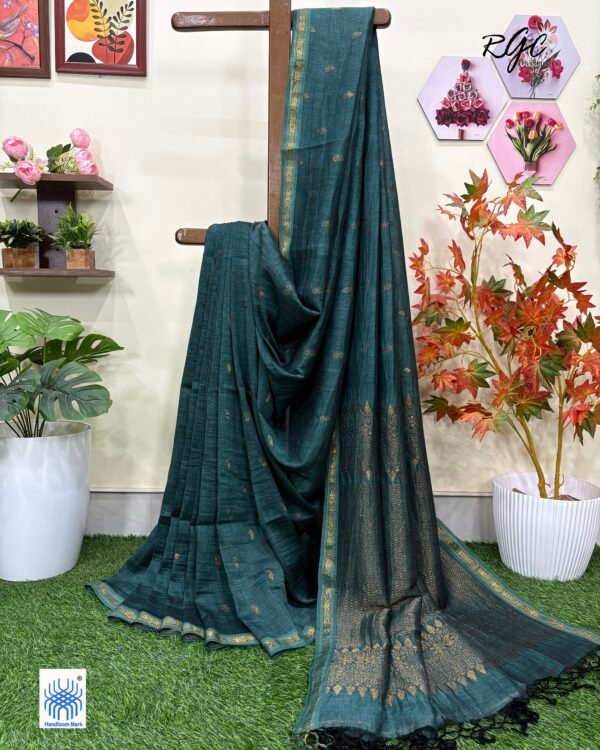 Ramagreen Paisly Buta Organic Linen Jamdani Saree