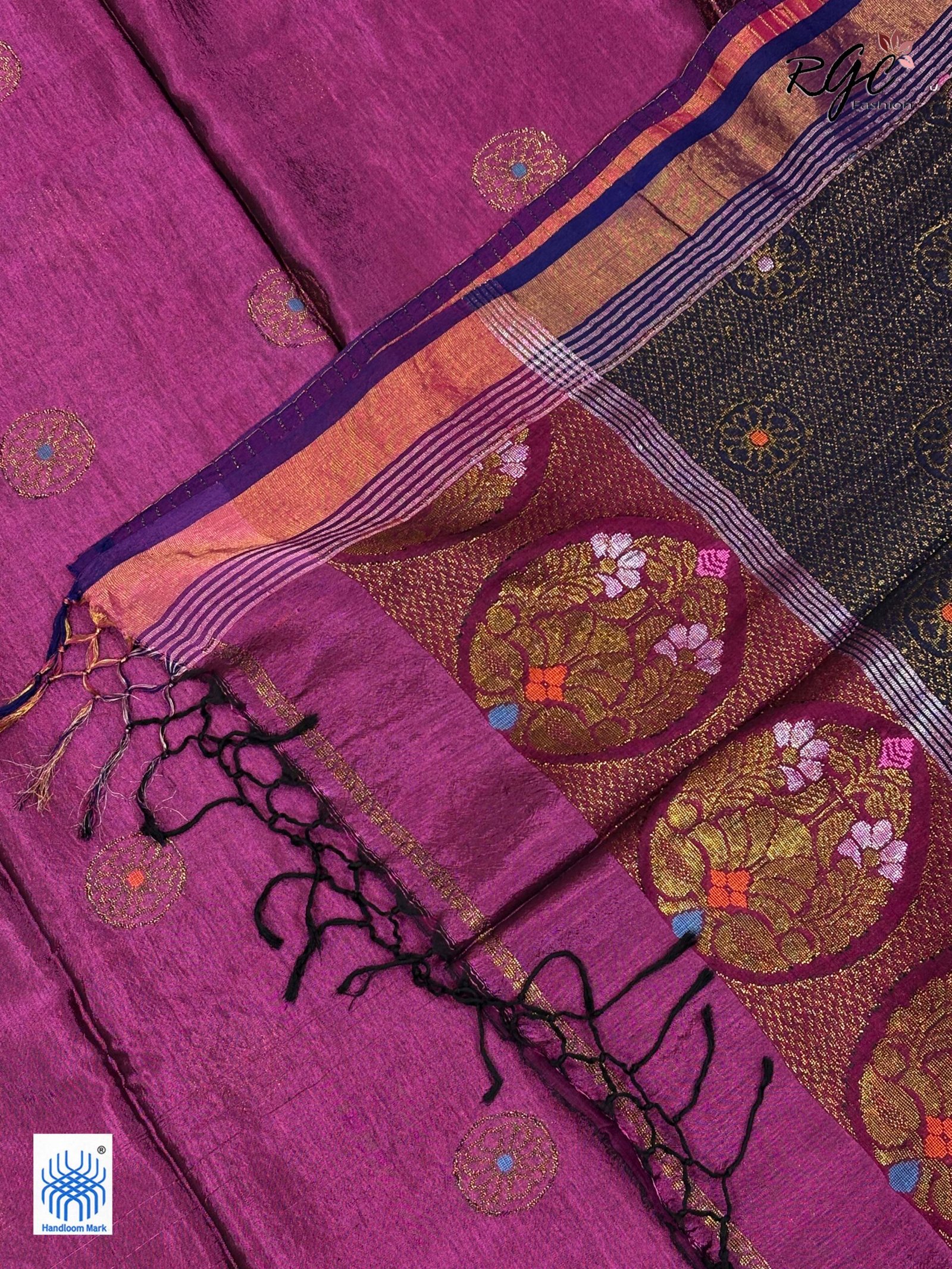 Beetroot Bengal Handloom Katan Silk Benarasi Saree - Image 9